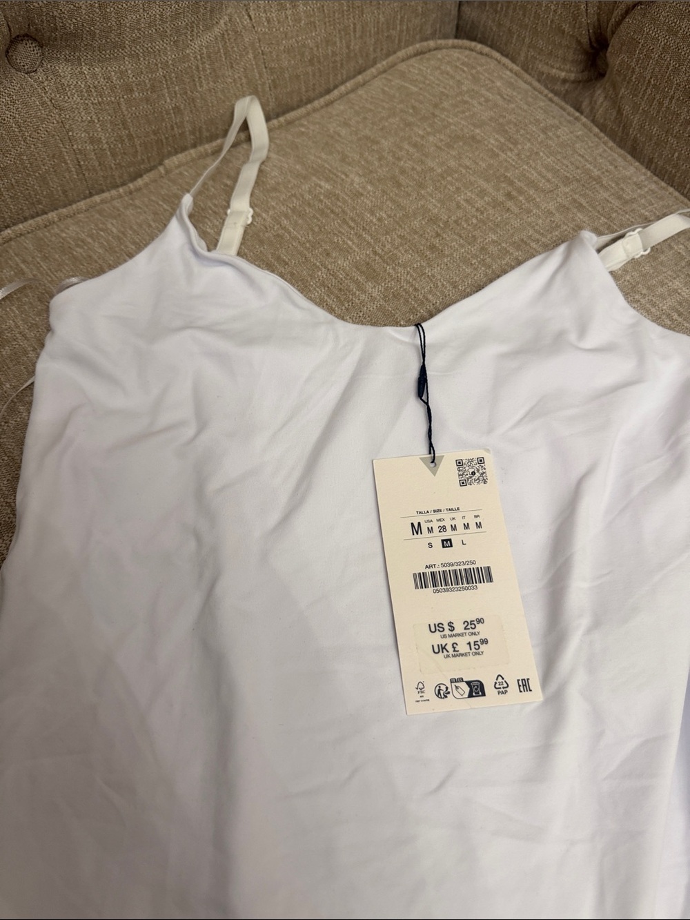 ZARA White Spaghetti-Strap Bodysuit - Picture 2 of 5